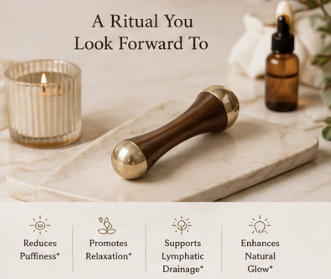 Kansa massage wand arranged as a relaxing evening ritual